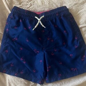 Wonder Nation Blue Swim Trunks with Pink Palm Trees